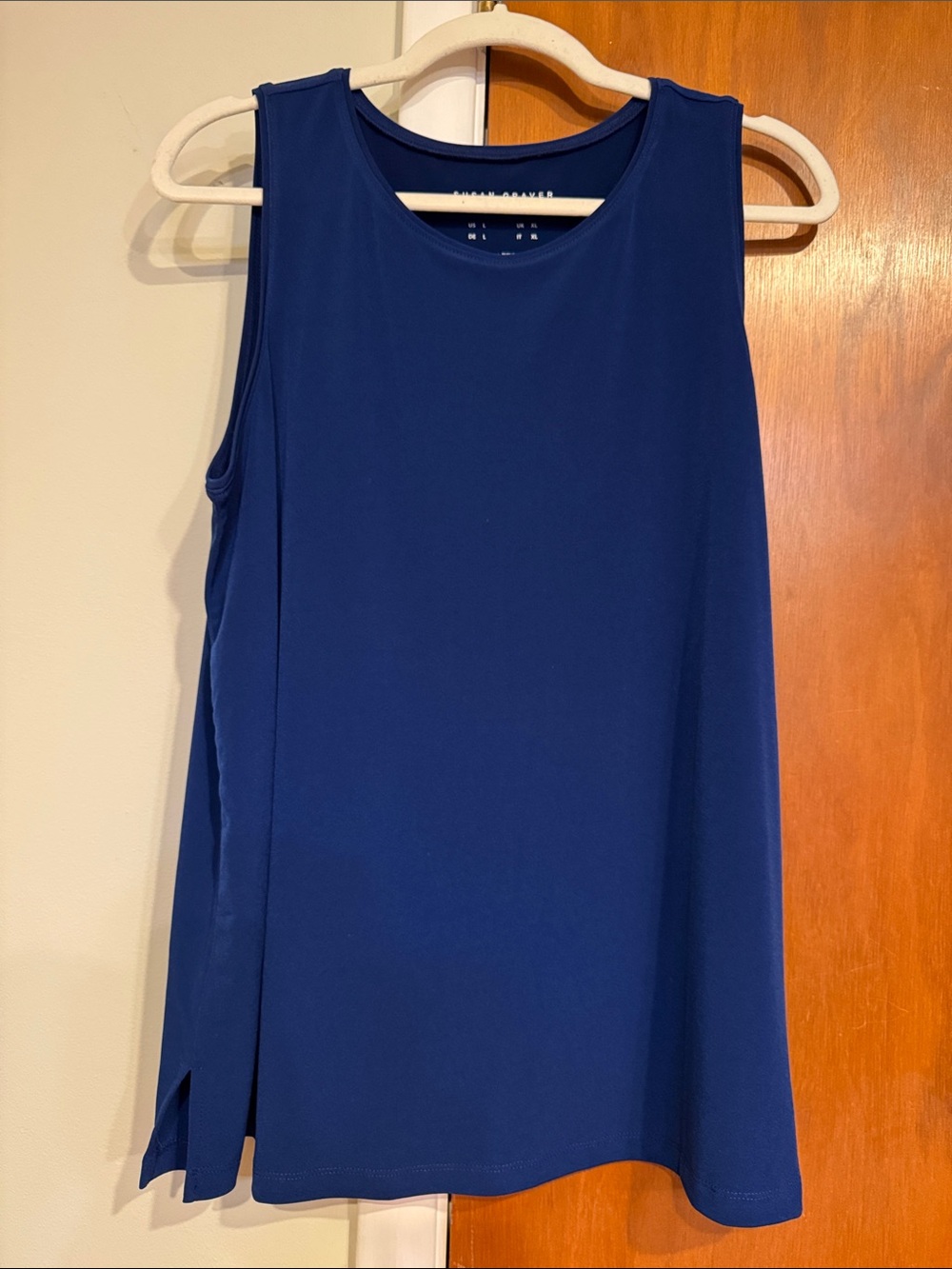 Susan Graver Liquid Knit Blue Sleeveless Tank Top